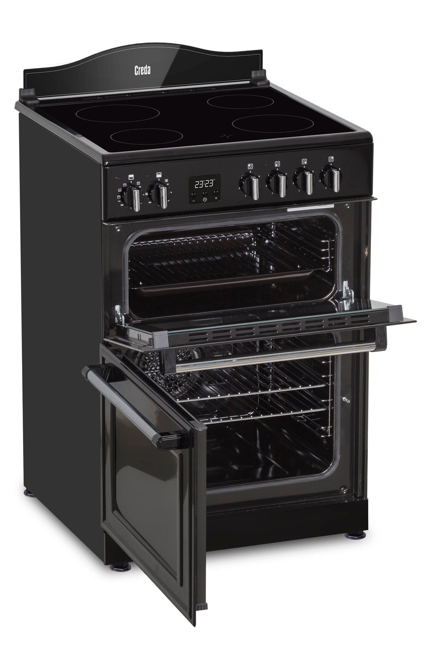 Dark Slate Gray Creda C60CMRBL Mini Range Black 60cm Ceramic Double
