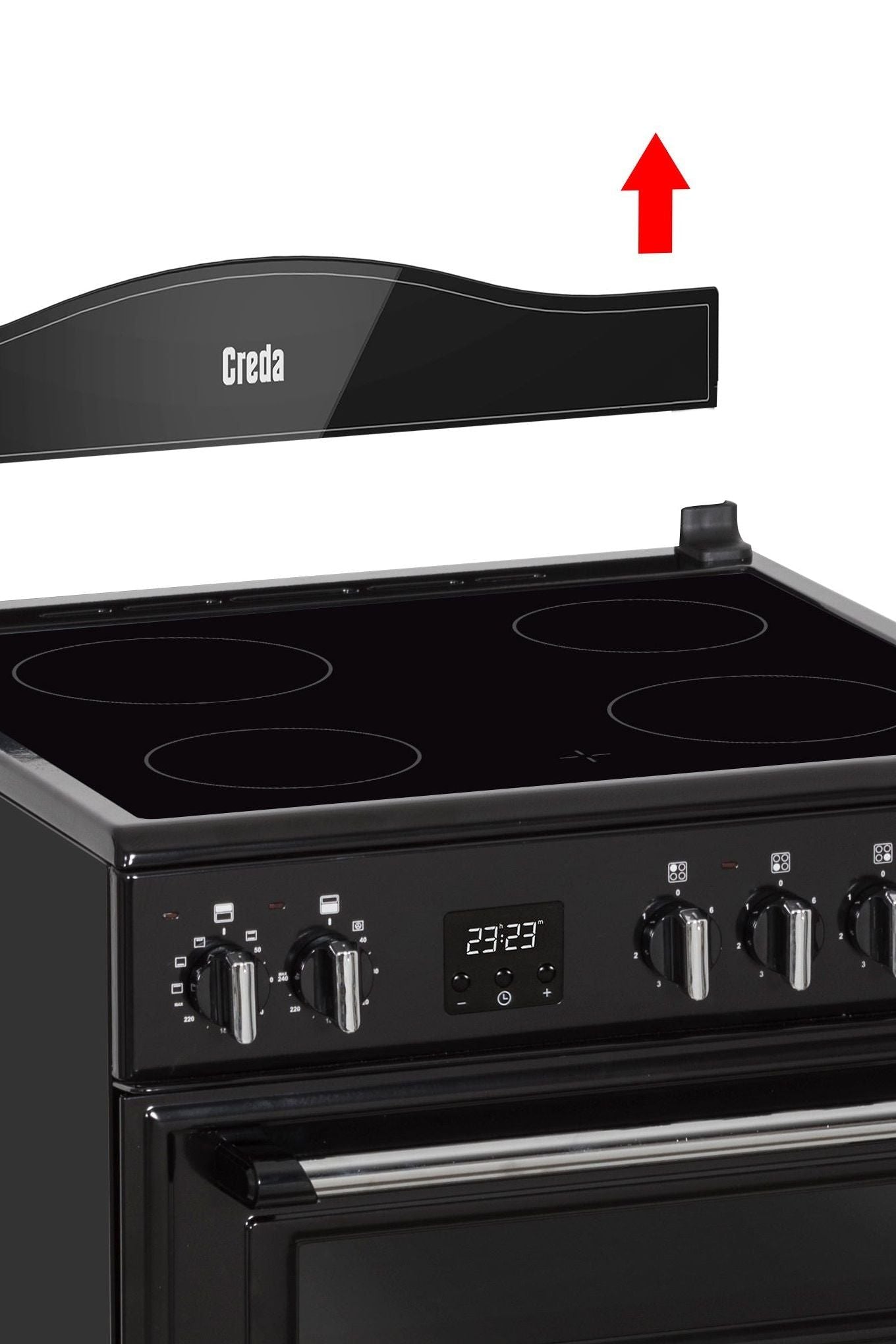Black Creda C60CMRBL Mini Range Black 60cm Ceramic Double