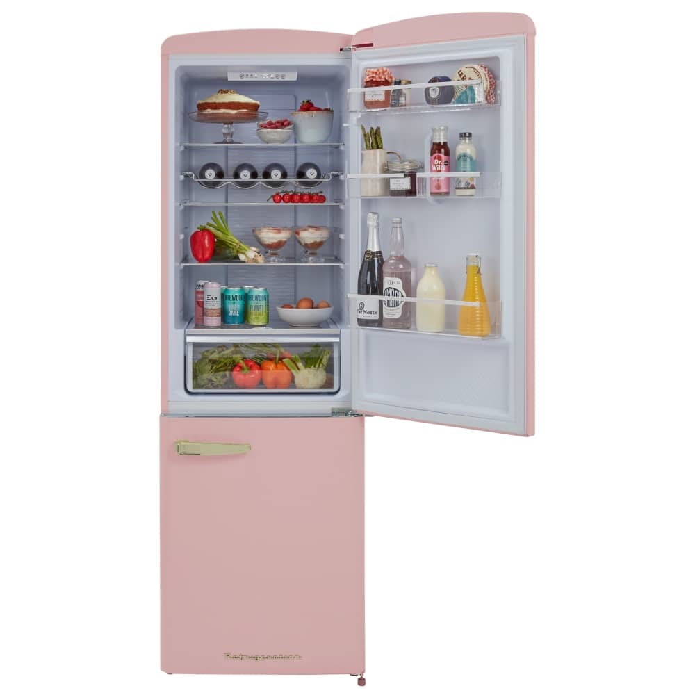 Gray CDA FLORENCE-TEAROSE Retro 60cm freestanding 60/40 fridge freezer
