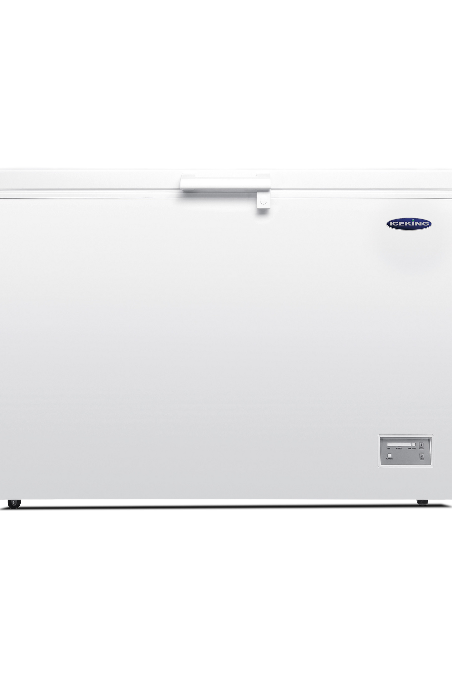 White chest freezer on a white background