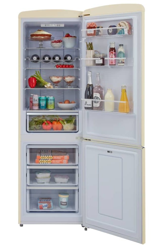 Gray FLORENCE-BARLEY Retro 60cm freestanding frost free 60/40 fridge freezer