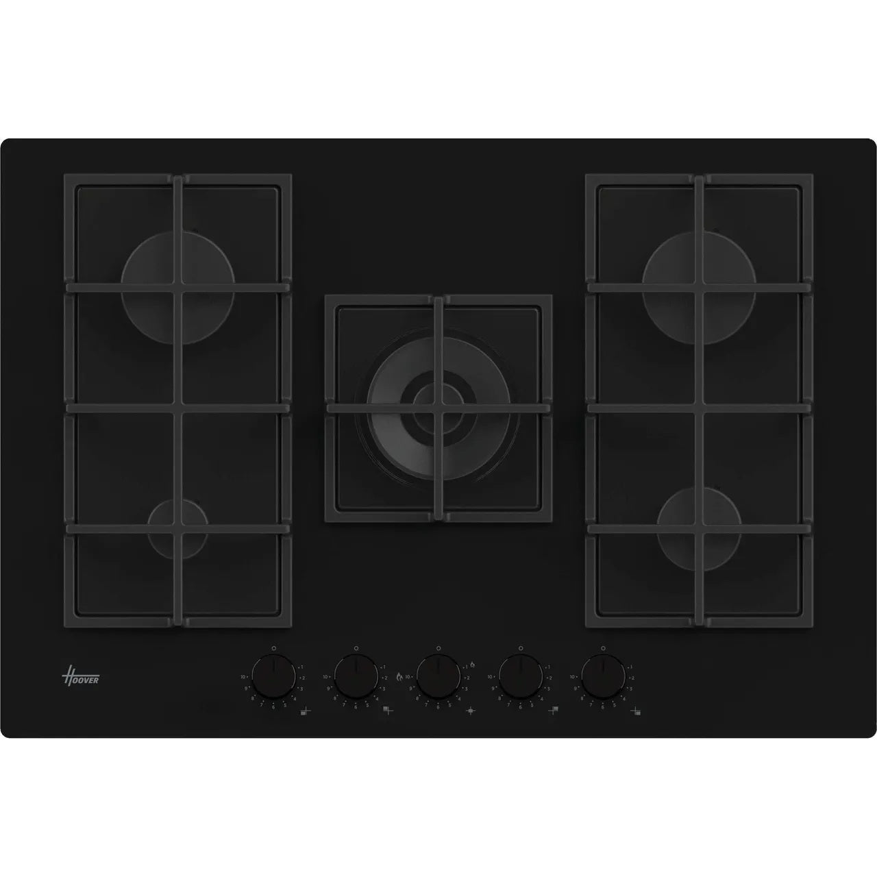 Hoover HVG74WC5B 74cm 5-Burner Gas-on-Glass Hob - Black