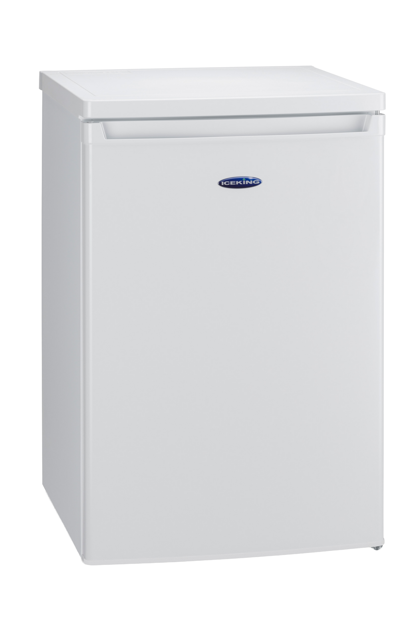 White refrigerator with a brand logo on a white background
