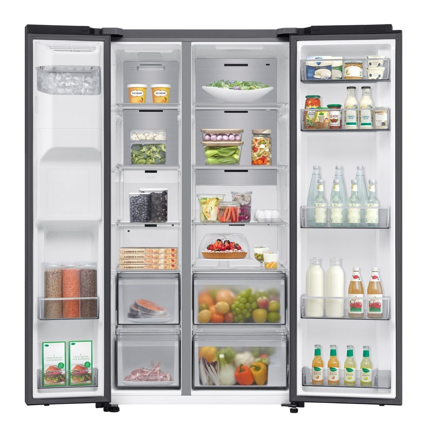 Light Gray Samsung Series 7 634 Litre Side-By-Side American Fridge Freezer - Black