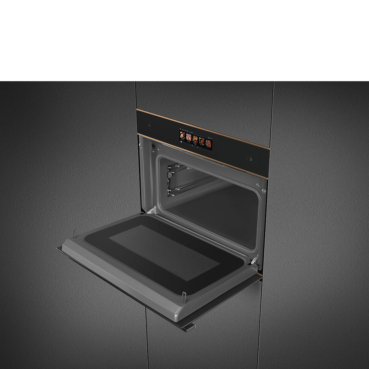 Smeg Dolce Stil Novo 45cm Compact Speedwave XL Combi Oven - Black with Copper Trim - Core Appliances