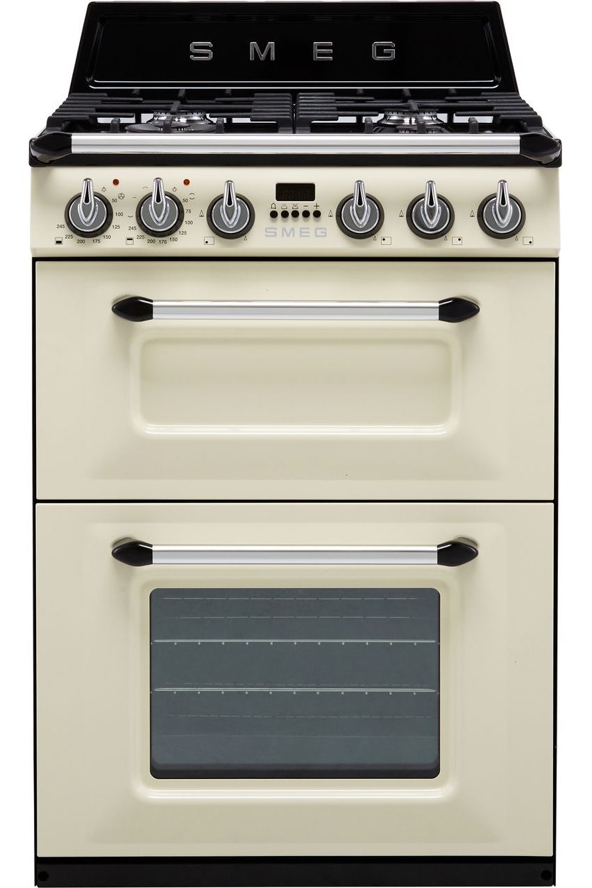 Dark Slate Gray SMEG Victoria Cooker, Dual Fuel, Traditional, Two Cavity, Gas Hob, 600mm