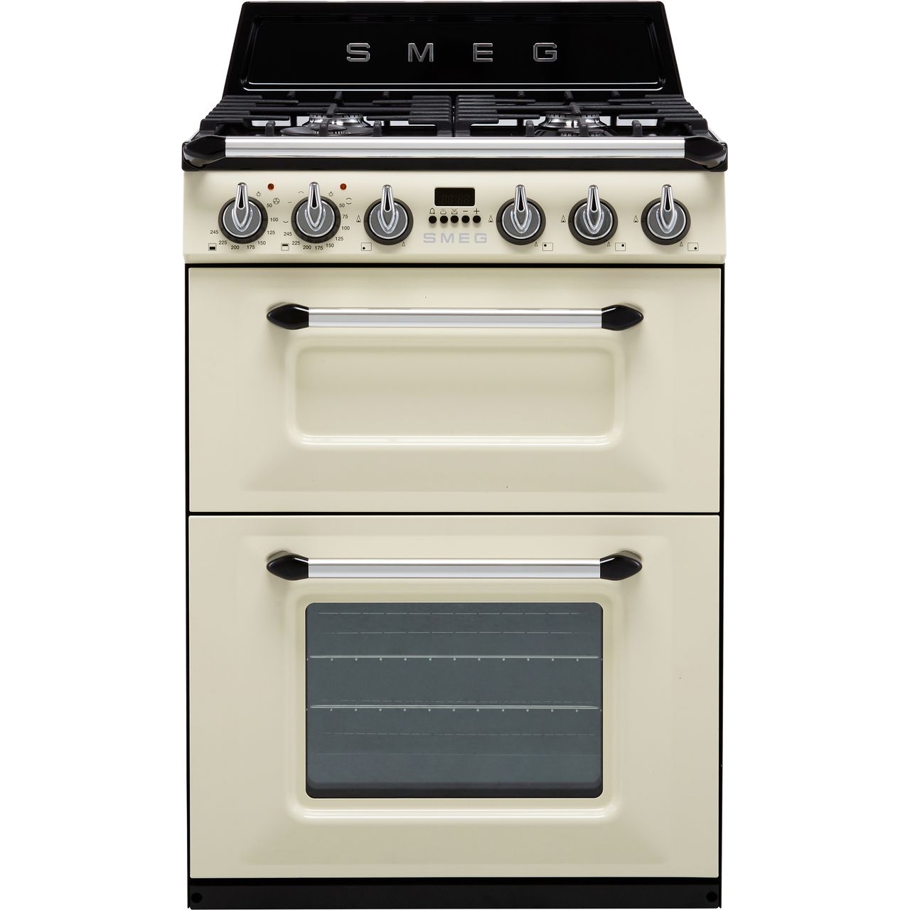 Dark Slate Gray SMEG Victoria Cooker, Dual Fuel, Traditional, Two Cavity, Gas Hob, 600mm