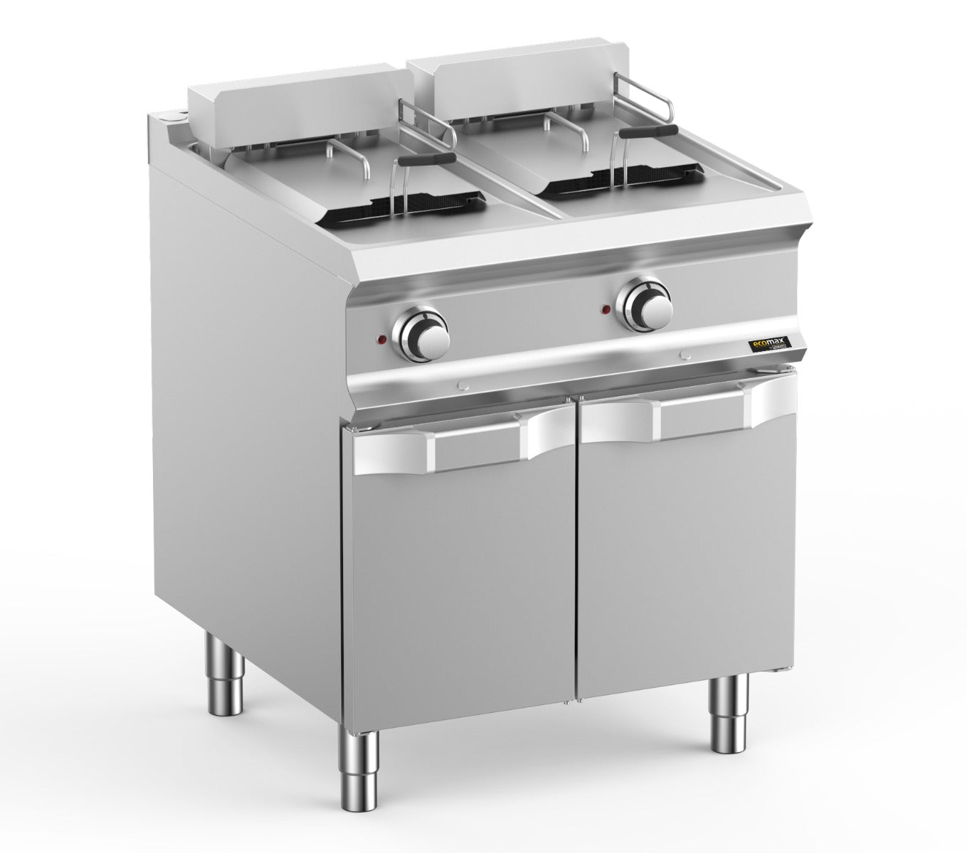Gray Hobart Ecomax HEFRBE77A Floorstanding Double Basket 2 x 12 Litre Electric Fryer, 18kW - Contact Us For Availability