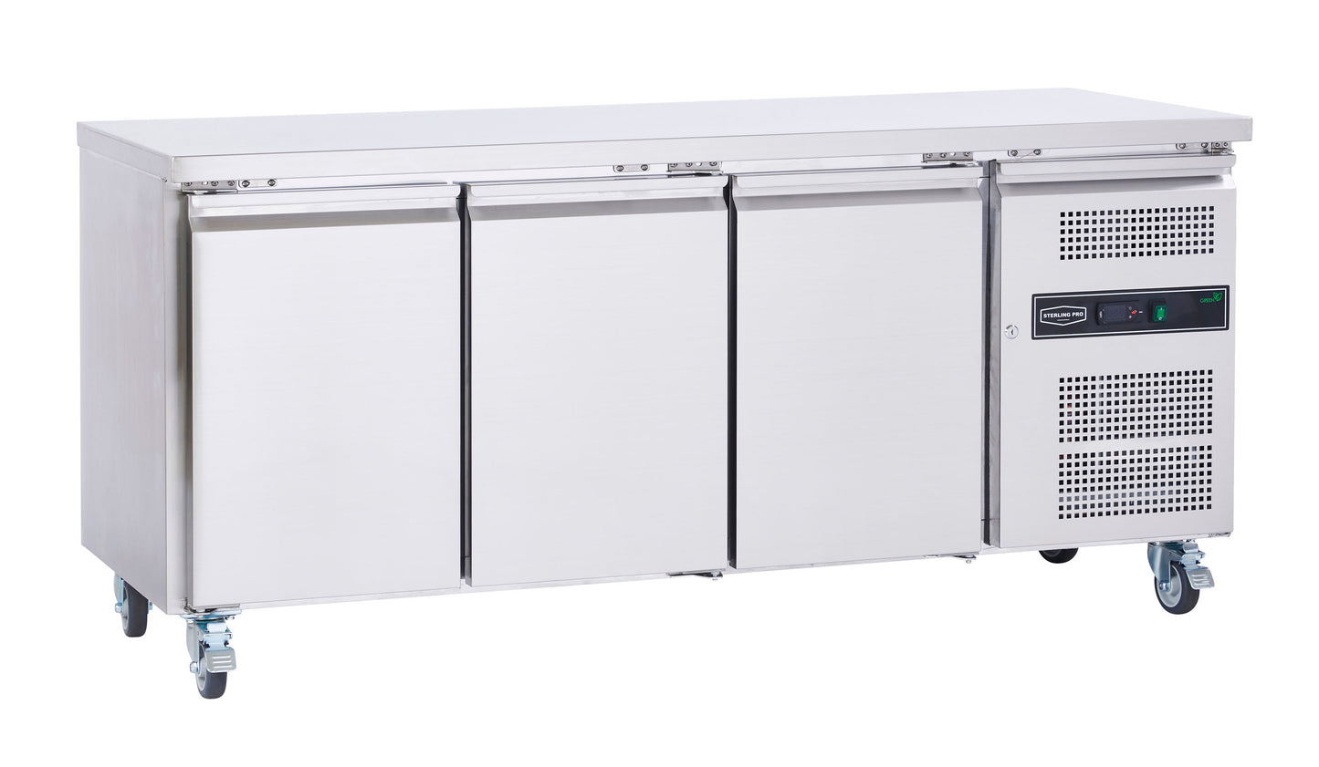 Light Gray Sterling Pro Cobus SPCF300N 3 Door Freezer Counter, 417 Litres - In Stock