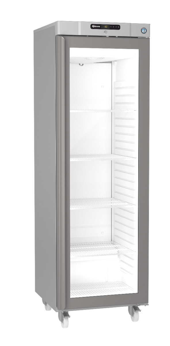 Light Slate Gray Hoshizaki Compact FG420 R-C DR G U Glass Single Door Stainless Steel Upright Display Freezer, 343 Litres - Contact Us For Availability
