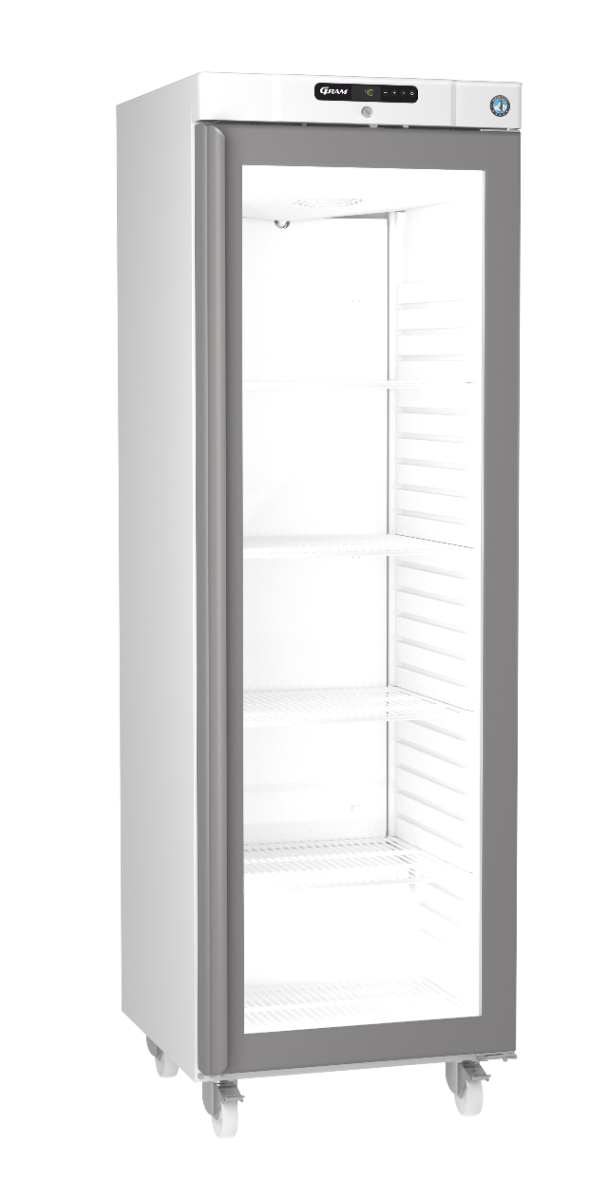Light Gray Hoshizaki Compact KG420L C DR G U Glass Single Door White Upright Display Refrigerator, 343 Litres - Contact Us For Availability