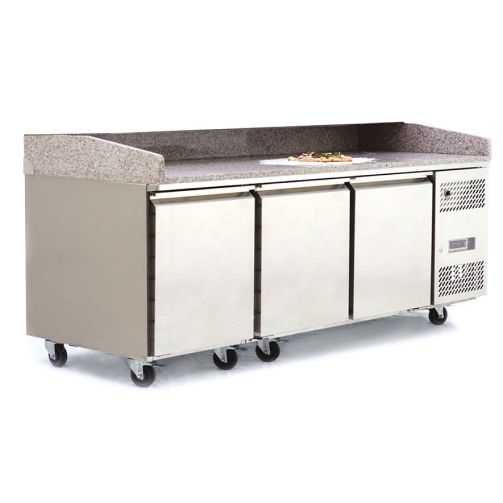 Light Gray Atosa EPF3485GR 3 Door Pizza Preparation Counter Fridge, 357 Litres - Contact Us For Availability