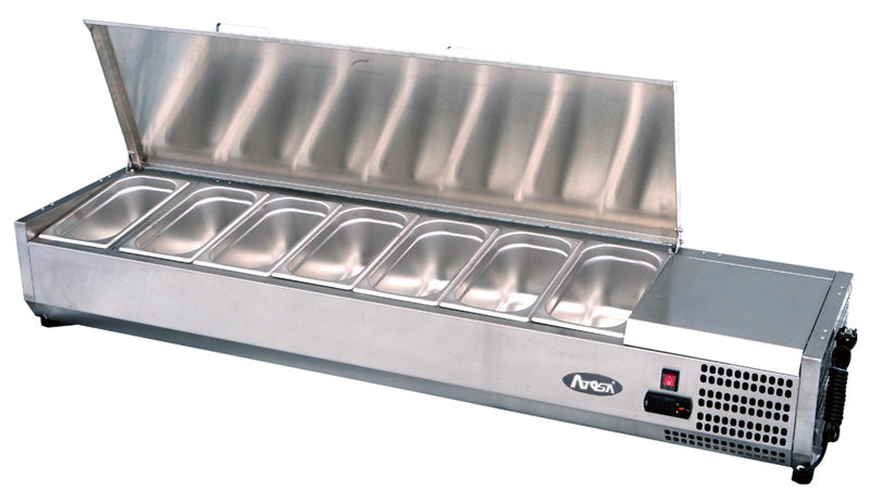 Light Slate Gray Atosa VRX1200/330S Countertop Topping Unit with 5 x 1/4 GN Pans/Lids, 1205mm - Contact Us For Availability