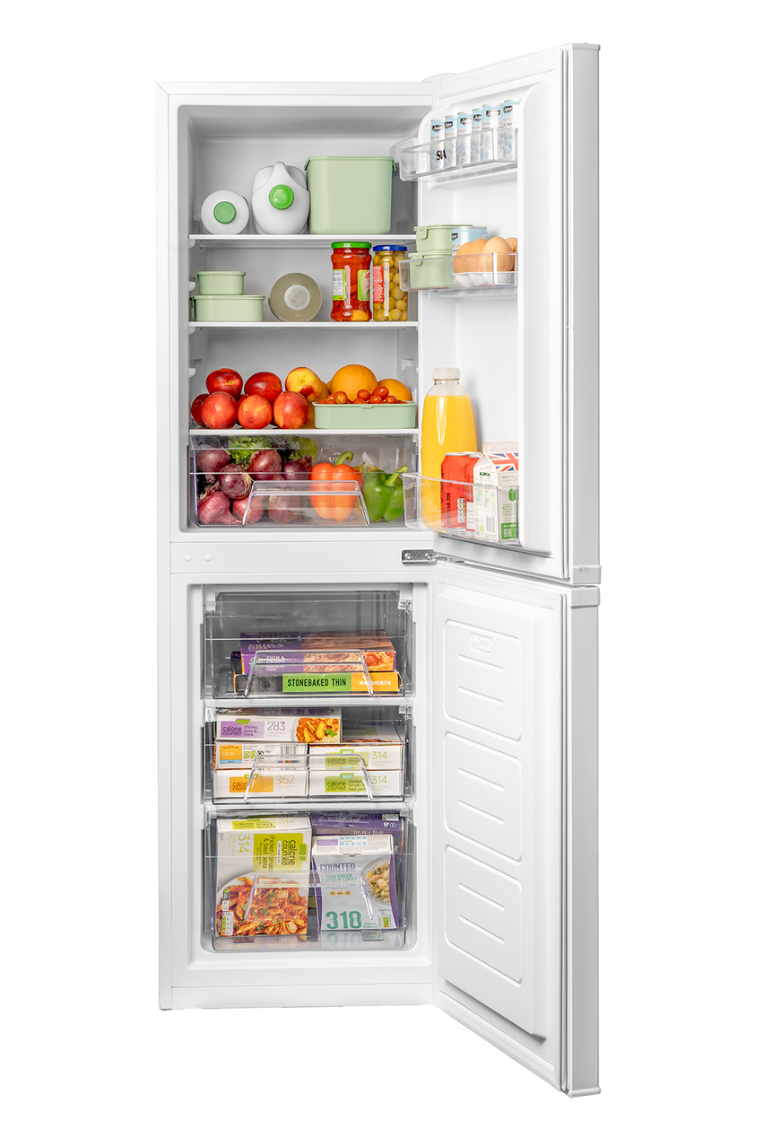 Light Gray SIA White Freestanding 149L Combi Fridge Freezer