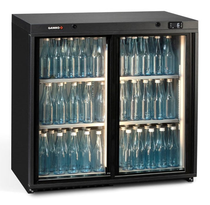 Dark Slate Gray Gamko MG3/250SD Maxiglass Sliding Glass Double Door Undercounter Bottle Cooler, 250 Litres - Contact Us For Availability