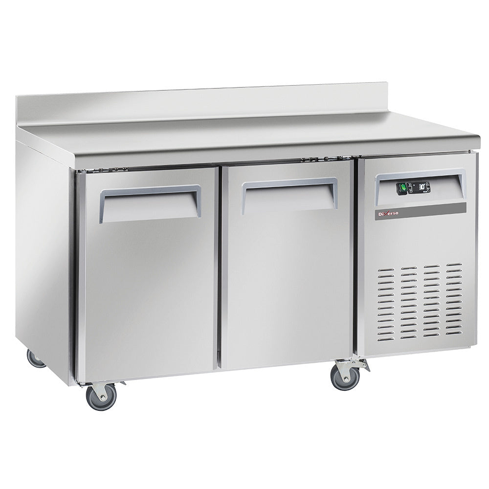 Light Gray Diverso WR-GTB2-2BD Freezing table, ventilated, 2 doors GN 1/1, with backsplash - Contact Us For Availability