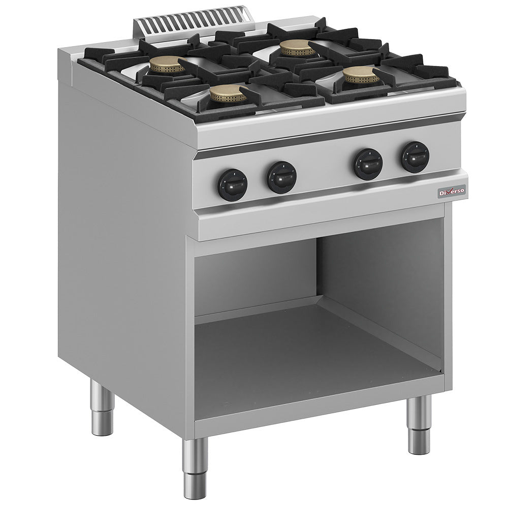 Light Slate Gray Diverso WR-G4BA-A1 Gas range 4 burners, on open cupboard - Contact Us For Availability