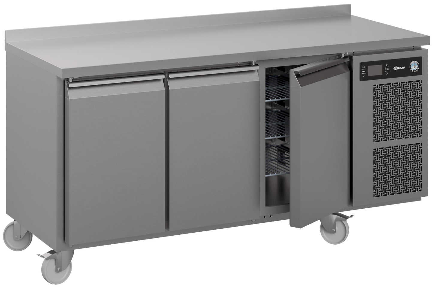 Slate Gray Hoshizaki Premier K 3 A5 DL DL DR C U 3 Door Stainless Steel Refrigerated Counter with Splashback, 463 Litres - Contact Us For Availability