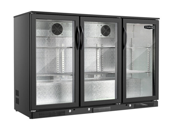 Dark Slate Gray Sterling Pro Green SP3HC-LOW-BH Hinged Triple Door Low Height Bottle Cooler, 274 x 330ml Bottles - In Stock