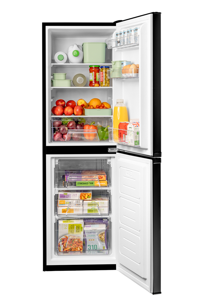 Light Gray SIA Black Freestanding 149L Combi Fridge Freezer