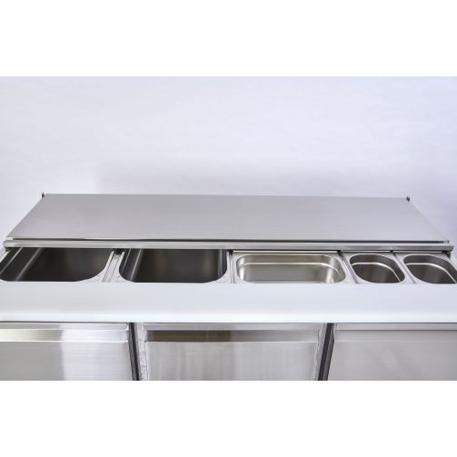 Light Gray Sterling Pro Cobus SPU300SL 3 Door Saladette Hinged Lid & Chop Board, 368 Litres