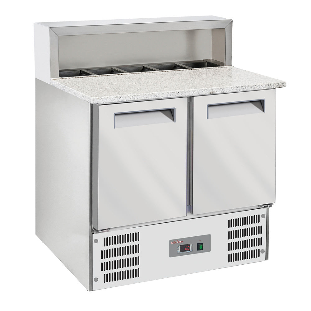 Light Gray Diverso WR-SRP6-Z2 Refrigerated pizzas table 2 doors GN1/1, refrigerated structure 5x GN1/6-150 mm - Contact Us For Availability