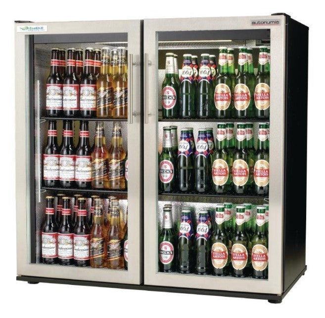 Dark Slate Gray Autonumis RVC00004 EcoChill Stainless Steel Hinged Double Door Bottle Cooler, 156 x 330ml Bottles - Contact Us For Availability