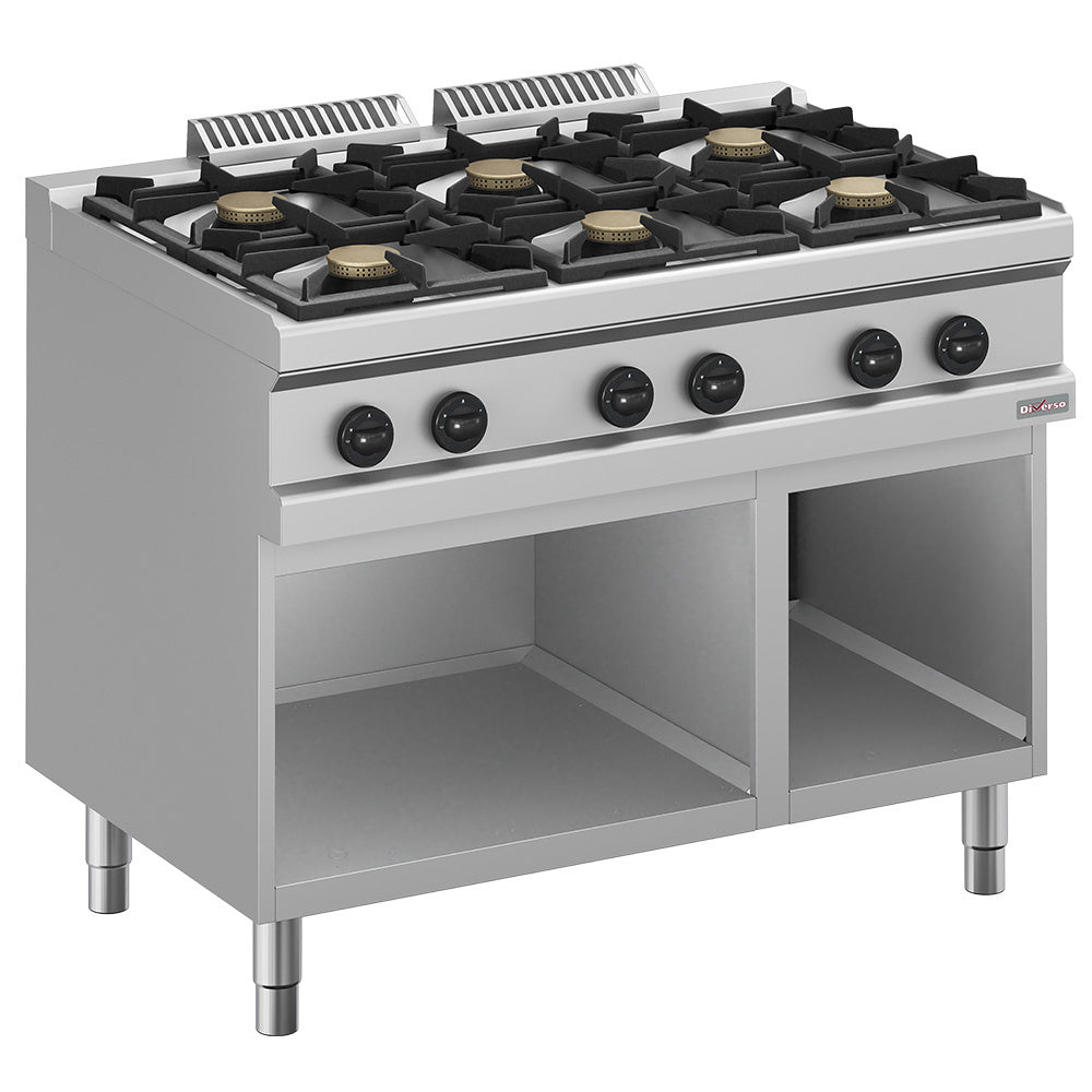 Light Slate Gray Diverso WR-G6BA-A2 Gas range 6 burners, on open cupboard - Contact Us For Availability