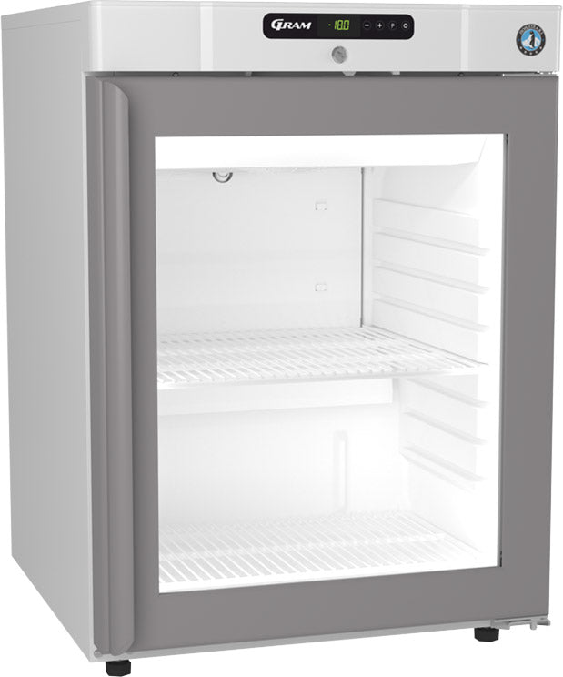 Light Gray Hoshizaki Compact FG220 L-DR G U Glass Single Door White Undercounter Display Freezer, 123 Litres - Contact Us For Availability