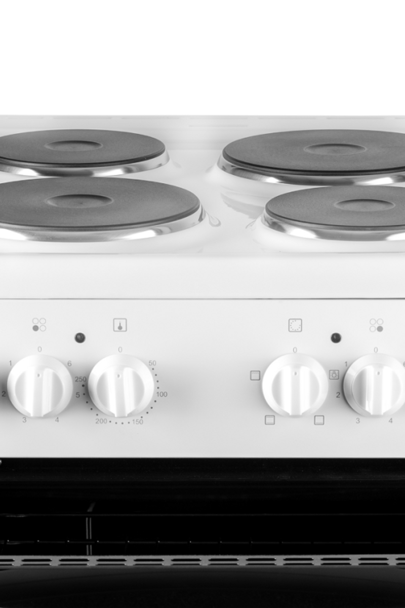 Black SIA 60cm White Electric Cooker With 4 Zone Plate Hob