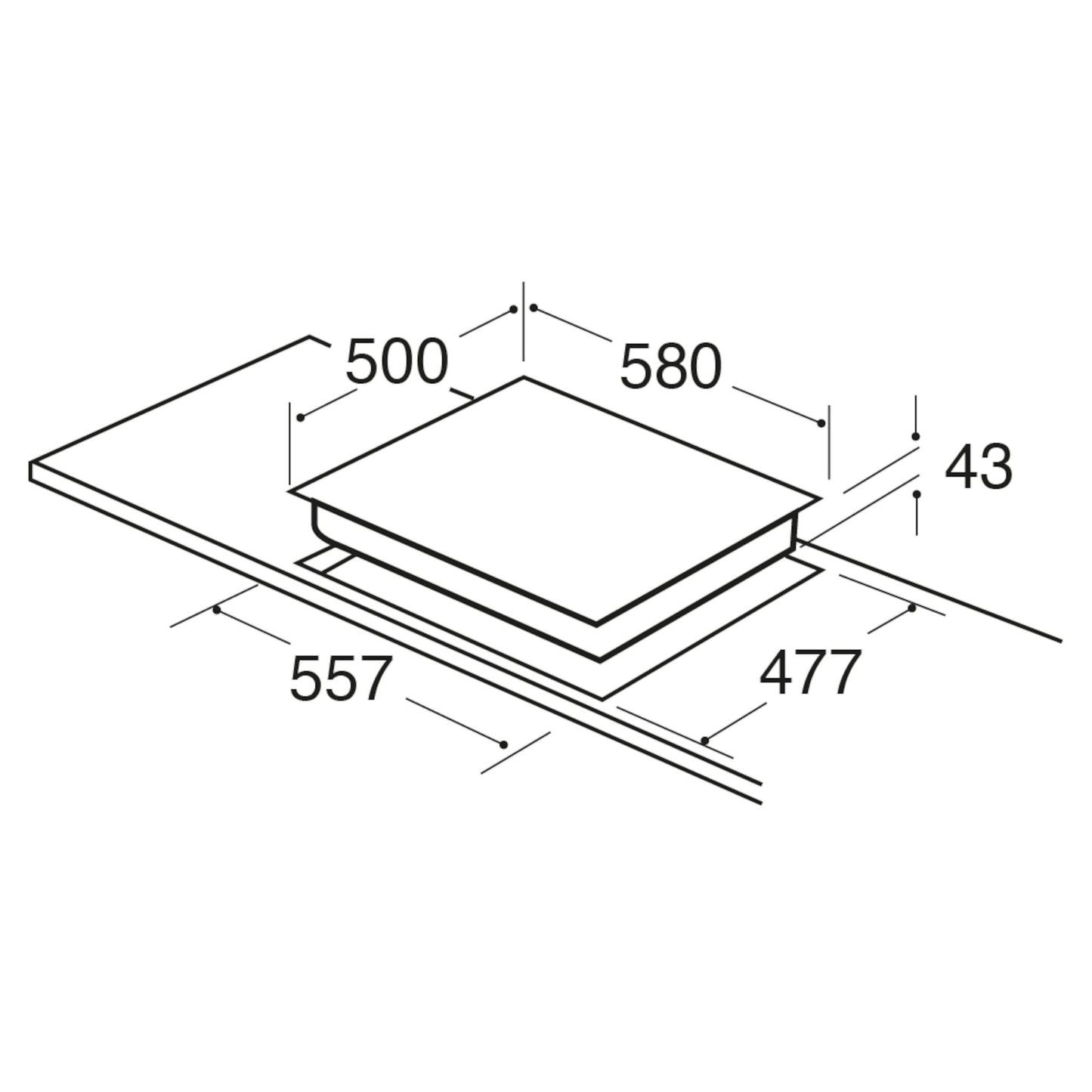 Light Gray HG6151SS Four burner gas hob