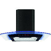 Medium Blue EKP60BL Curved glass extractor with edge lighting