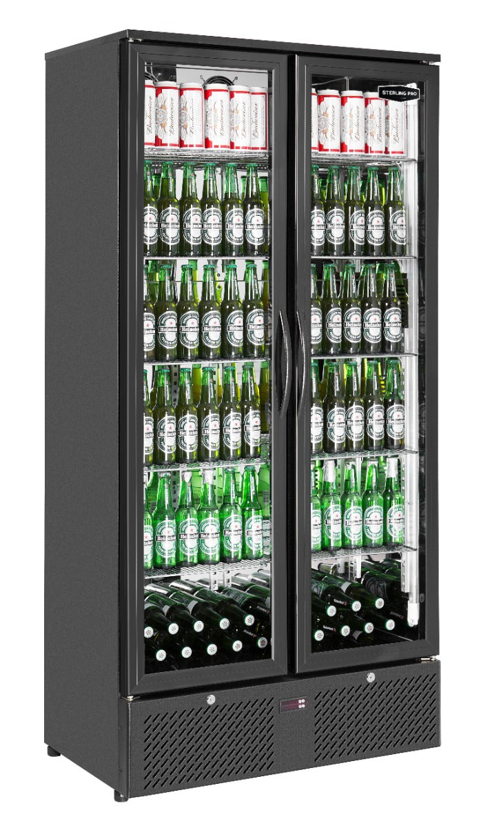 Dark Slate Gray Sterling Pro Green SP220-BK Double Door Black Upright Bottle Cooler, 458 Litres - In Stock
