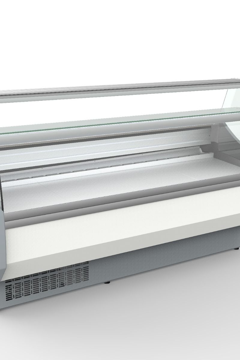 Light Gray Coreco CVED-8-25-C Curved Glass Serveover, 2525mm - Low Stock