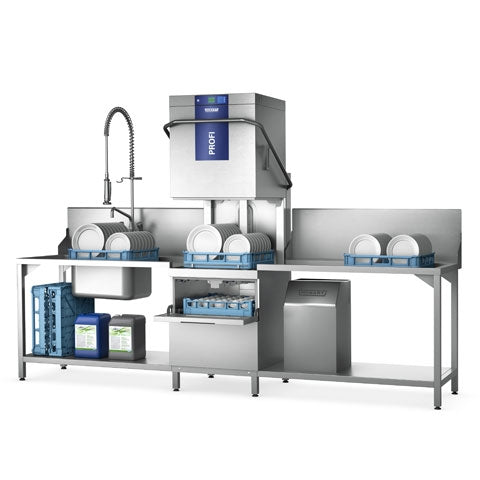 Light Gray Hobart TLWW-10A 500mm Basket Two-Level Passthrough Dishwasher with Drain Pump, 18 Plates - Contact Us For Availability