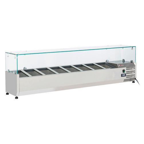 Light Gray Diverso WR-SX18-V5 Refrigerated structure 8x GN 1/4 - 150 mm, with sneezeguard - Contact Us For Availability