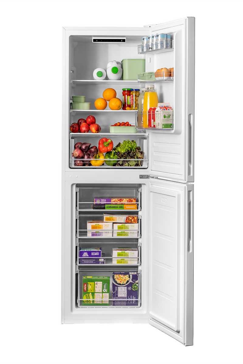 Light Gray SIA 50/50 Split White Freestanding 252L Combi Fridge Freezer