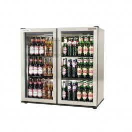 Gray Autonumis RVC00009 EcoChill Stainless Steel Hinged Glass Double Door Bottle Cooler, 156 x 330ml Bottles - Contact Us For Availability