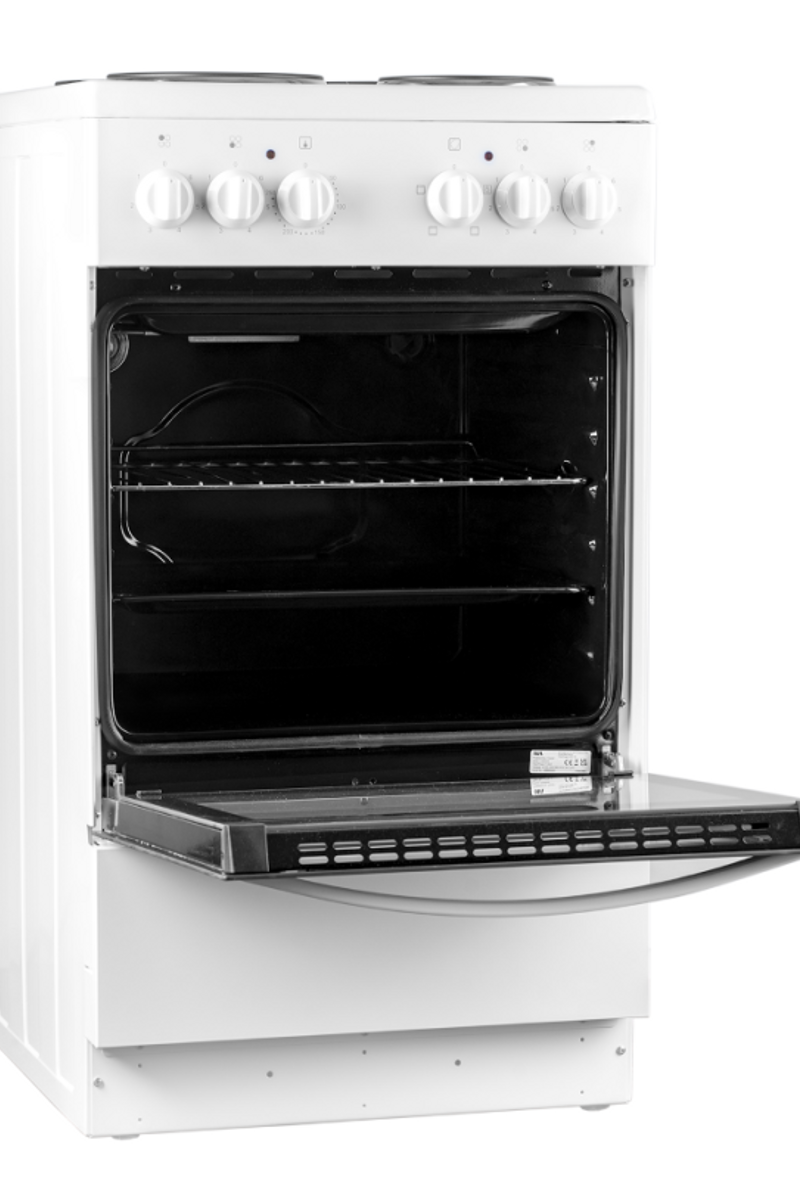 Light Gray SIA 60cm White Electric Cooker With 4 Zone Plate Hob