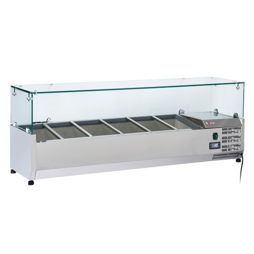 Light Gray Diverso WR-SY15-V3 Refrigerated structure 5 x GN 1/3 & 1x GN 1/2 -150 mm, with sneezeguard - Contact Us For Availability