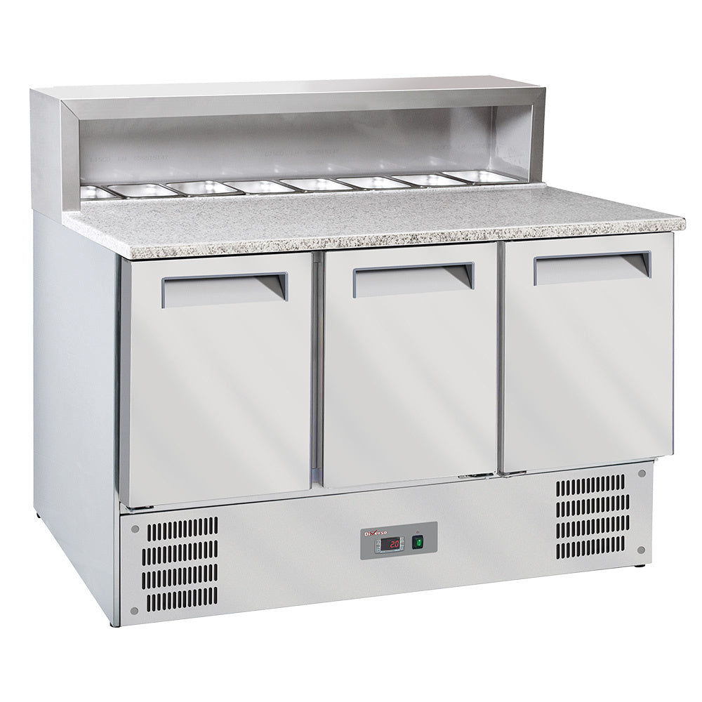Light Gray Diverso WR-SRP6-Z3 Refrigerated pizza table 3 doors GN1/1, refrigerated structure 8x GN1/6-150 mm - Contact Us For Availability
