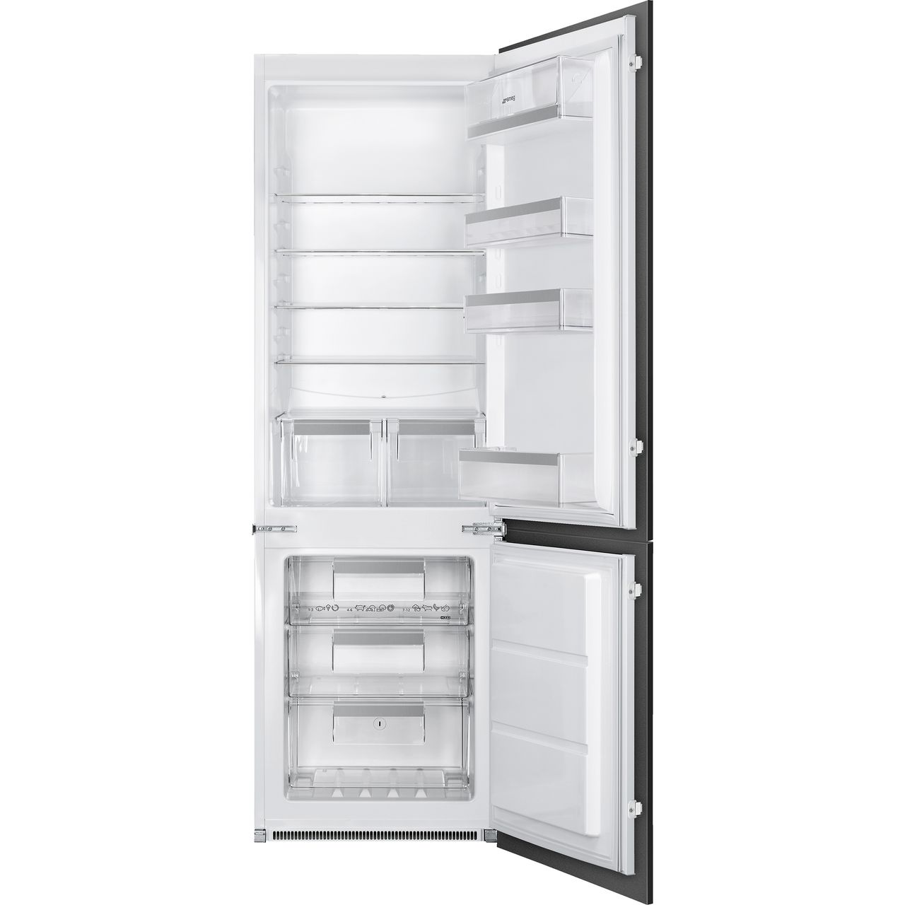 Light Gray SMEG Fridge Freezer, Integrated, 70:30, Frost Free