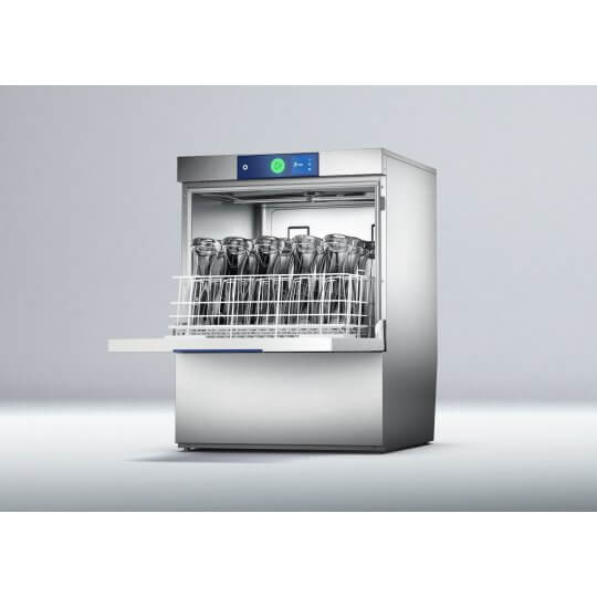 Light Gray Hobart GXSW-11B 500mm Basket Frontloading Commercial Glasswasher with Chemical Pump, Integral Water Softener & Drain Pump - 25 Pint Capacity - Contact Us For Availability