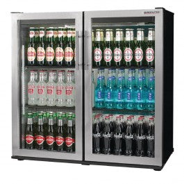 Dark Slate Gray Autonumis RQC00008 Maxi Hinged Double Door Stainless Steel Bottle Cooler, 240 x 330ml Bottles / 320 x 330ml Cans - Contact Us For Availability