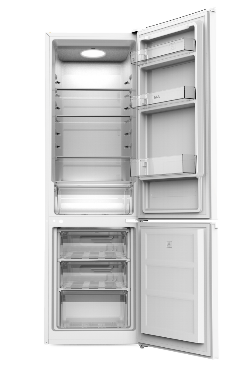 Light Gray SIA White Freestanding 268L Combi Fridge Freezer