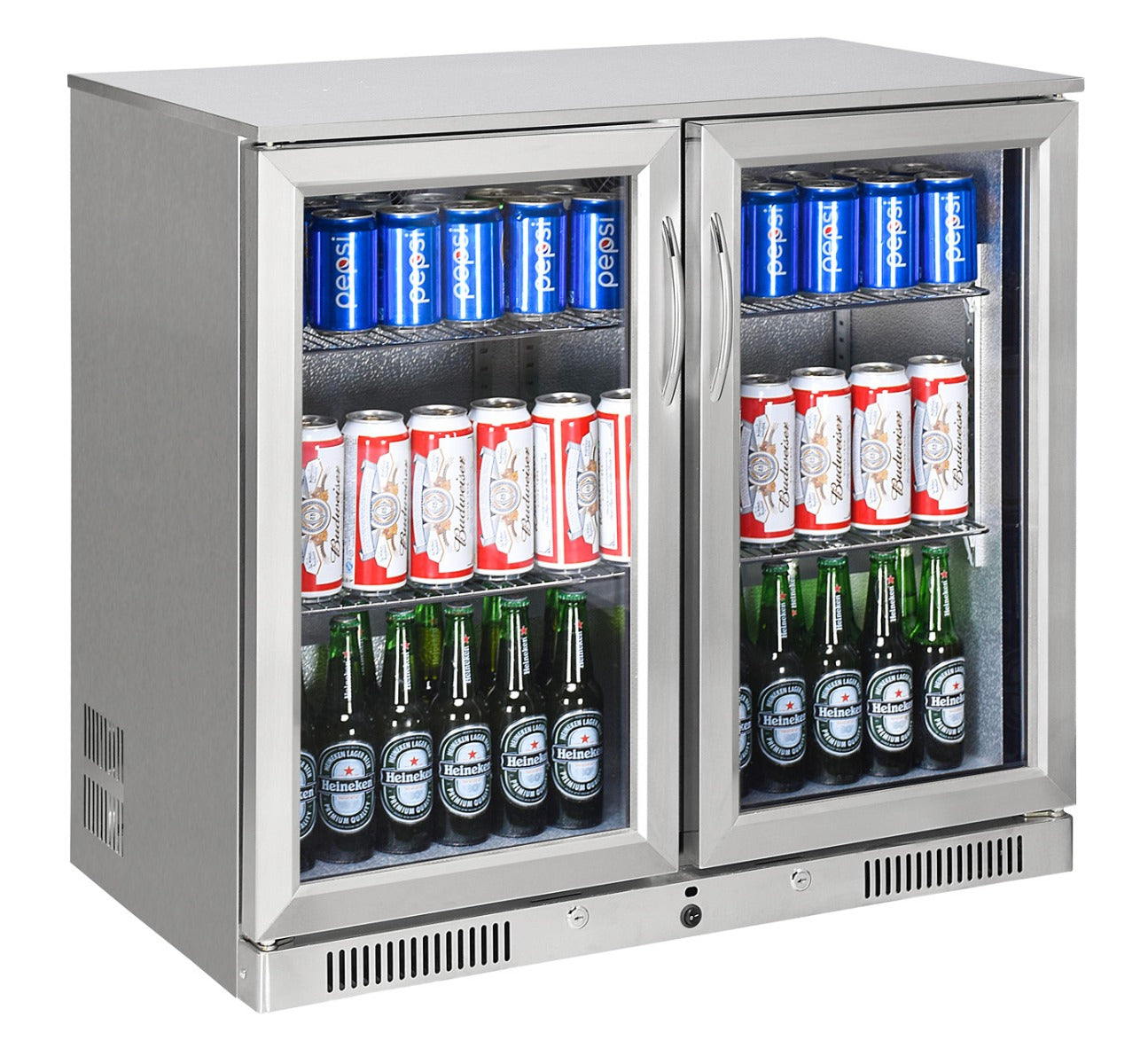Gray Sterling Pro GRADED Green SP2HC-STS Double Door Stainless Steel Bottle Cooler, 180 x 330ml Bottles - Out Of Stock
