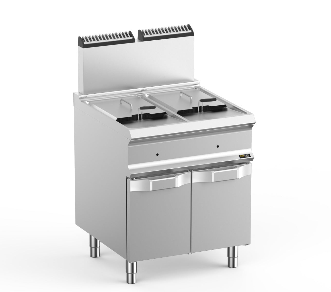 Light Gray Hobart Ecomax HEFRG77A Floorstanding Double Basket Gas Fryer, 2 x 14 Litres - Contact Us For Availability
