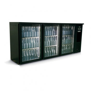 Dark Slate Gray Gamko E3/222GMU84 Glass Triple Door Black Undercounter Bottle Cooler, 531 x 33 Centiliters - Contact Us For Availability