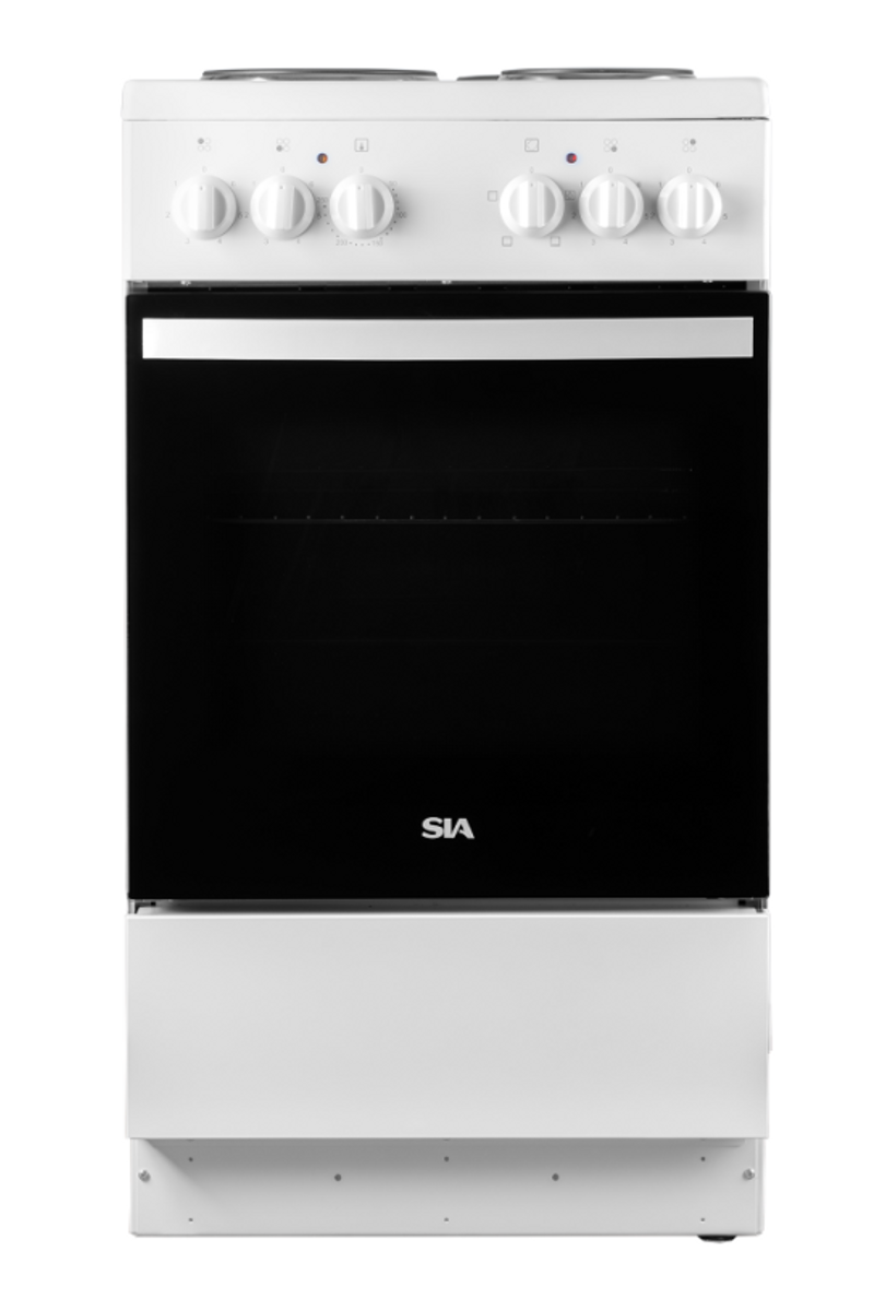 Black SIA 60cm White Electric Cooker With 4 Zone Plate Hob
