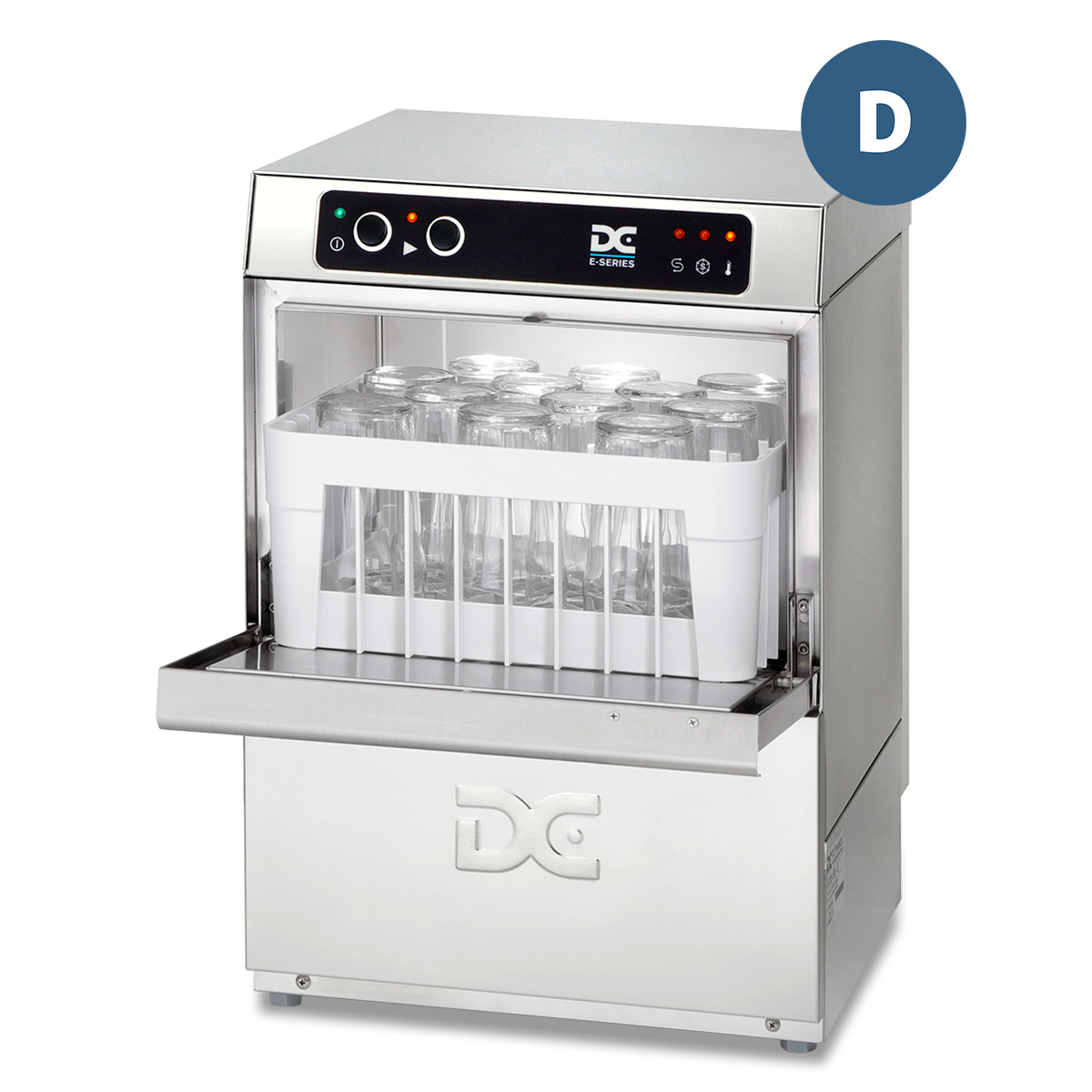 Light Gray DC EG35D Economy Range 350mm Basket Frontloading Commercial Glasswasher with Drain Pump, 12 Pint Capacity - Contact Us For Availability